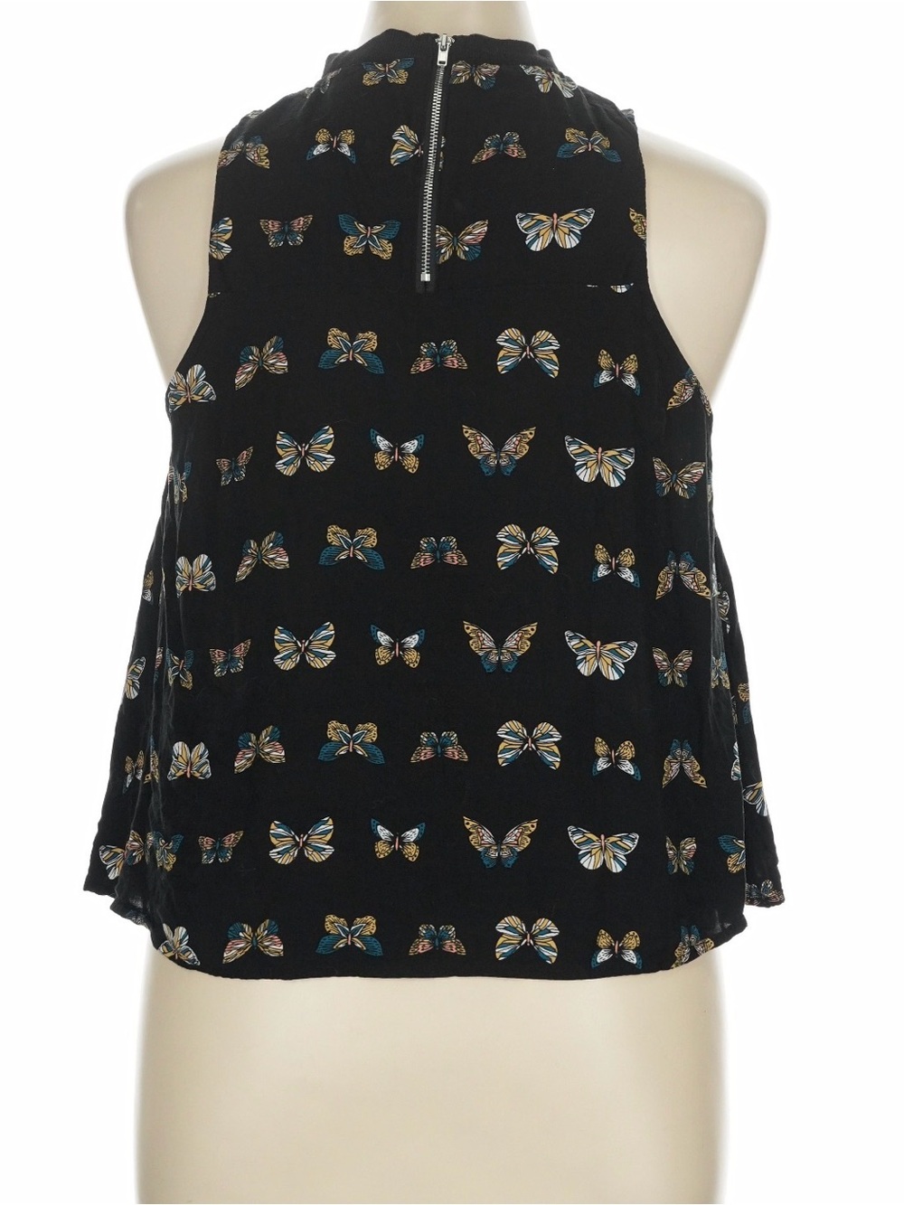 Black Butterfly Print Women's Top - Picture 2 of 3